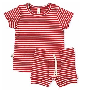 Childhoods Set: Striped Tee and Shorts – Peppermint Inverse Stripe